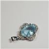 Image 2 : 10K White Gold Natural Aquamarine(6ct) Diamond(0.25ct) Pendant (~weight 4.36g), Made in Canada, Appr