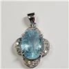 Image 3 : 10K White Gold Natural Aquamarine(6ct) Diamond(0.25ct) Pendant (~weight 4.36g), Made in Canada, Appr