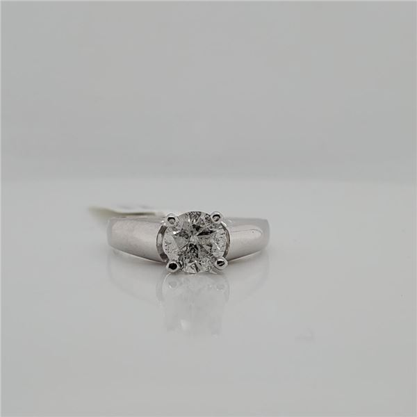 10K White Gold Diamond(0.95Ct,I2,G) Ring (~Size 6) (~weight 2.56g), Made in Canada, Appraised Retail
