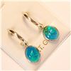 Image 2 : 14K Yellow Gold Paraiba Coloured Opal(3.25ct) Earrings (~weight 1.59g), Made in Canada, Appraised Re