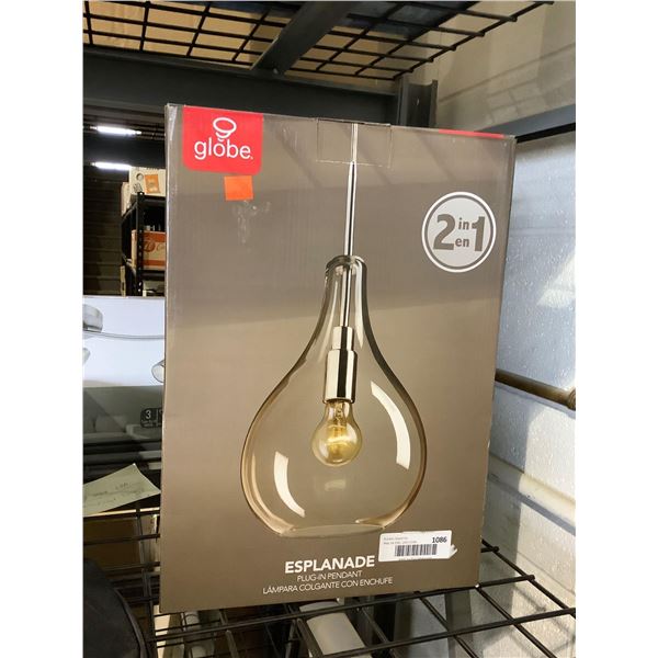 Globe Esplanade Plug In Pendant (8.5in W x 18in H)