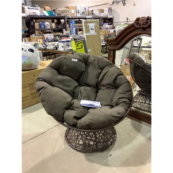 OSP Home Furnishings Wicker Papasan Chair with 360-Degree Swivel