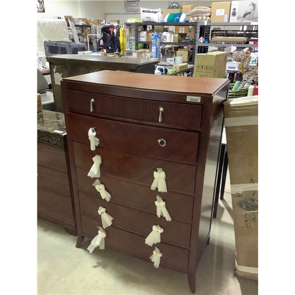 6-Drawer Tall Wooden Dresser (19in L x 36in W x 51in H) (Top Two Drawers are Stuck)