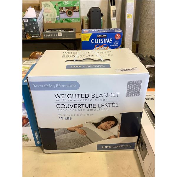 Life Comfort Reversible 15lbs Weighted Blanket (48in x 72in)