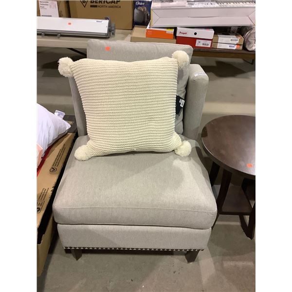 Grey Sofa Chair w/ Throw Pillow