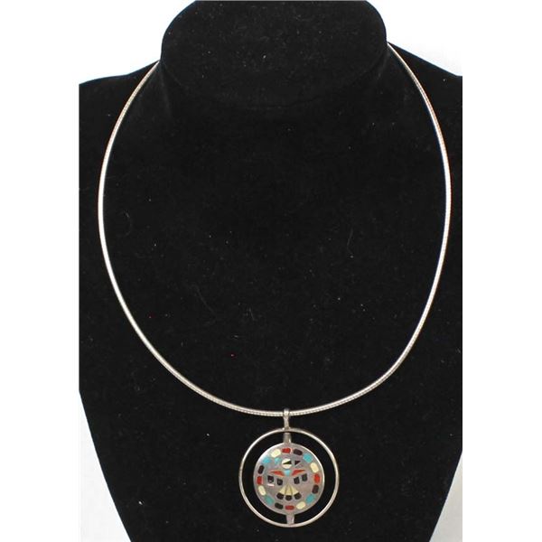 Vintage Zuni Sterling Inlay Double Sided Necklace