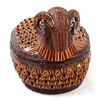 Image 1 : Hand-Woven Wicker Rattan Ram Shaped Lidded Basket