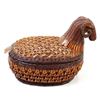 Image 9 : Hand-Woven Wicker Rattan Ram Shaped Lidded Basket