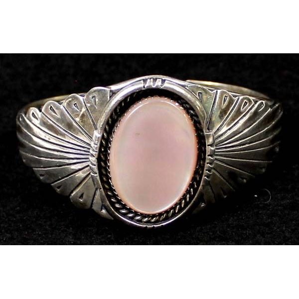 Navajo Sterling Pink Mother of Pearl Bracelet