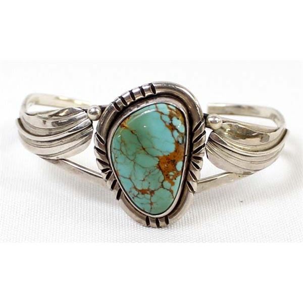 Navajo Old Pawn Sterling Turquoise Cuff Bracelet