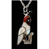 Image 2 : Zuni Sterling Inlay Quail Pendant Necklace