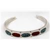 Image 1 : Vintage Navajo Sterling Chip Inlay Bracelet