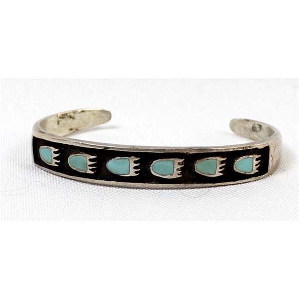 Navajo Old Pawn Sterling Turquoise Cuff Bracelet