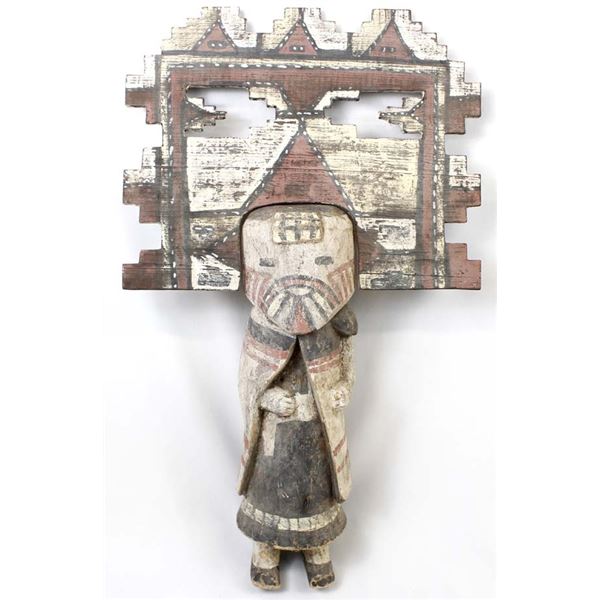 Carved Wooden Kachina Sculpture w/ Tableta
