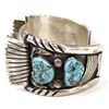 Image 2 : Vintage Navajo Sterling Turquoise Watch Bracelet