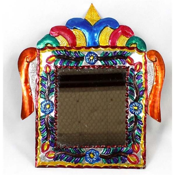 Vintage Mexican Framed Tin Mirror