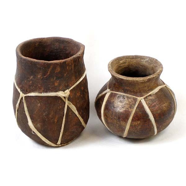 2 Vintage Copper Canyon Tarahumara Pottery Jars