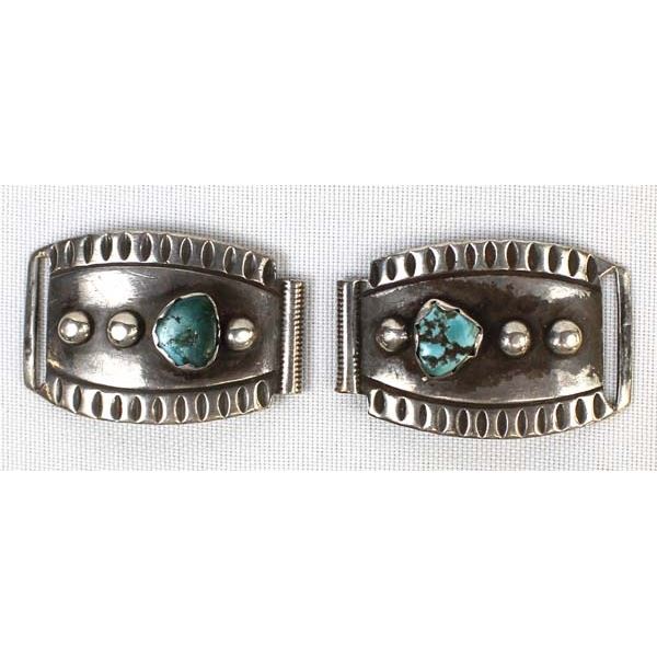 Navajo Old Pawn Sterling Turquoise Watch Tips