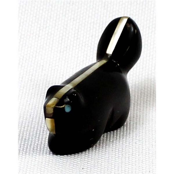 Zuni Carved Jet Skunk Fetish by Edison Bobelu