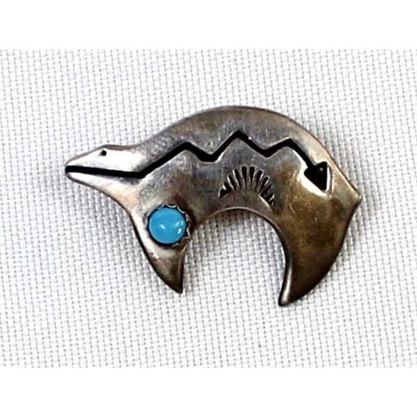 Vintage Navajo Sleeping Beauty Turquoise Bear Pin