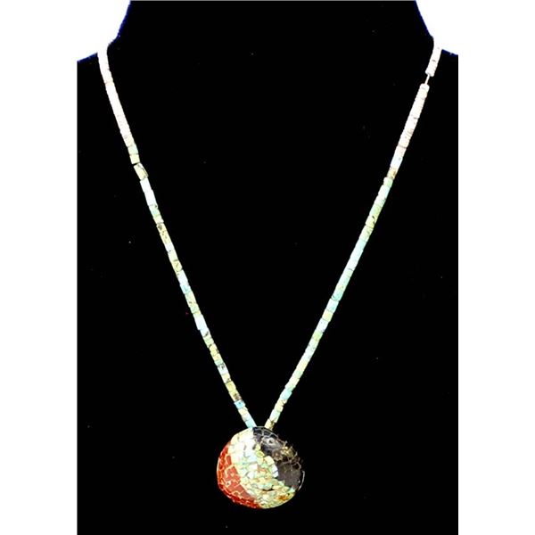 Santo Domingo Old Pawn Shell Pendant Necklace