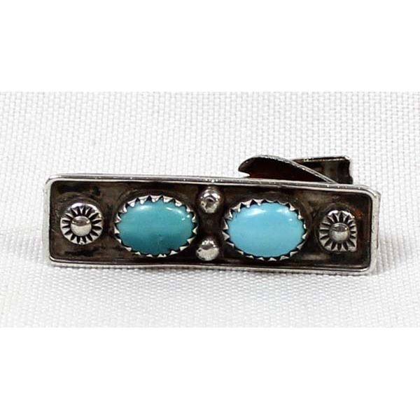 Navajo Sterling Turquoise Tie Bar Clip