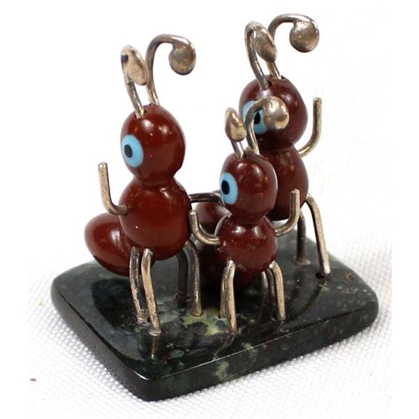 Zuni Soapstone Triple Ant Fetish by Danny Booqua