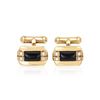Image 1 : Natural 2.69 CTW Agate & Diamond Cuff Links 18K Yellow Gold - REF-158X4T