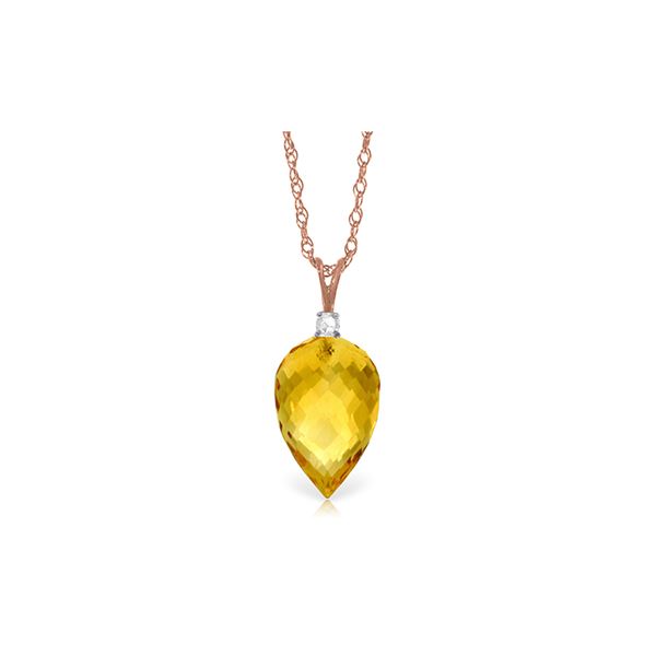 Genuine 9.55 ctw Citrine & Diamond Necklace 14KT Rose Gold - REF-25Y3F