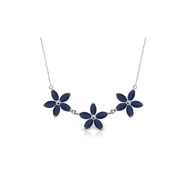 Genuine 5 ctw Sapphire Necklace 14KT White Gold - REF-86V3W