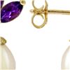 Image 1 : Genuine 9.5 ctw Amethyst & Pearl Earrings 14KT White Gold - REF-31K2V