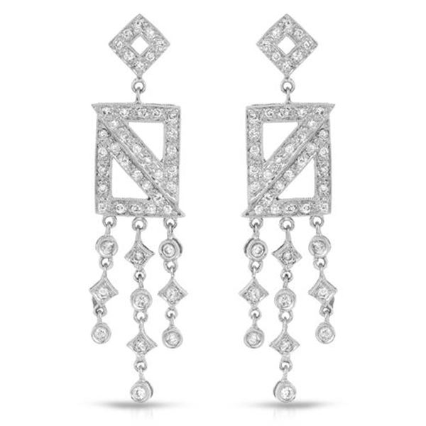 Natural 0.95 CTW Diamond Earrings 18K White Gold - REF-127X8T