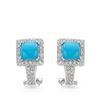 Image 1 : Natural 2.81 CTW Turquoise & Diamond Earrings 14K White Gold - REF-102X6T