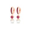 Image 1 : Genuine 4.65 ctw Ruby & Pearl Earrings 14KT Rose Gold - REF-54M6T