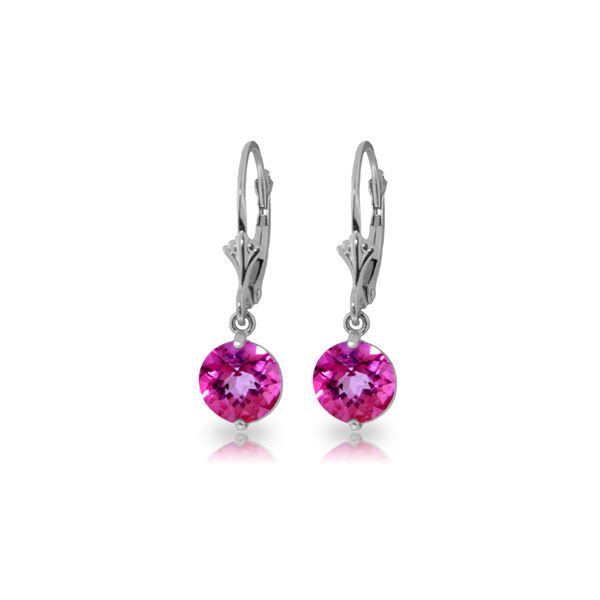 Genuine 3.1 ctw Pink Topaz Earrings 14KT White Gold - REF-34F3Z