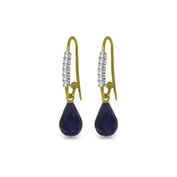 Genuine 17.78 ctw Sapphire & Diamond Earrings 14KT Yellow Gold - REF-47H5X
