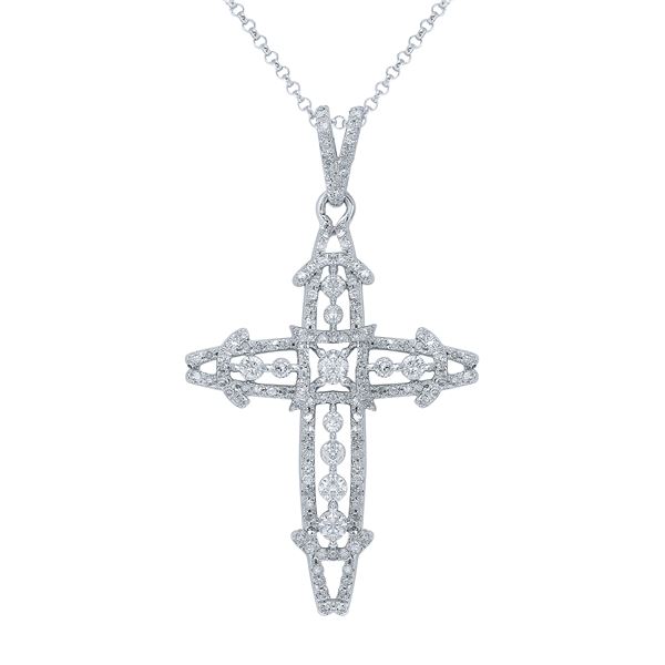 Natural 0.80 CTW Diamond Pendant 14K White Gold - REF-88N2Y