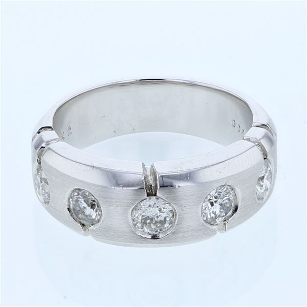 Natural 0.89 CTW Diamond Ring 14K White Gold - REF-162W2H