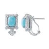 Image 1 : Natural 4.18 CTW Turquoise & Diamond Earrings 14K White Gold - REF-110F7M
