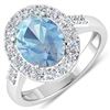 Image 1 : Natural 2.5 CTW Aquamarine & Diamond Ring 14K White Gold - REF-94F5N