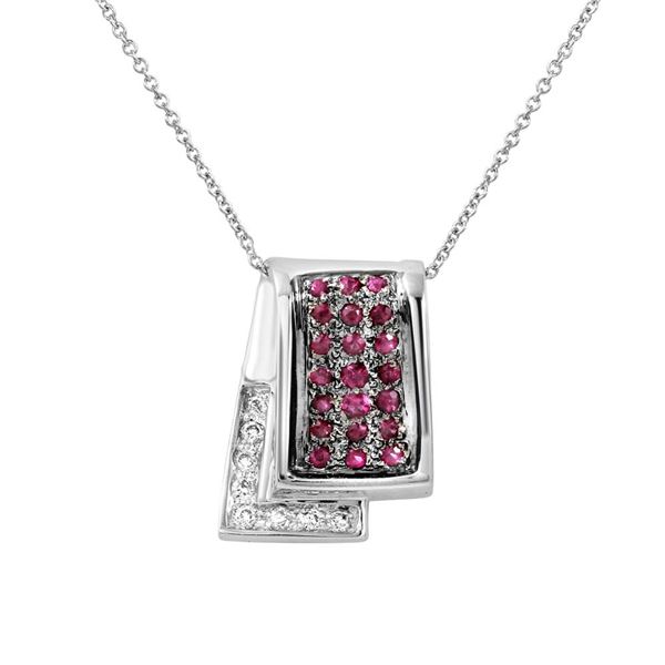 Natural 0.64 CTW Pink Sapphire & Diamond Necklace 14K White Gold - REF-70N2Y
