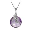 Image 1 : Genuine 5.32 ctw Amethyst & Diamond Necklace 14KT White Gold - REF-31P2H