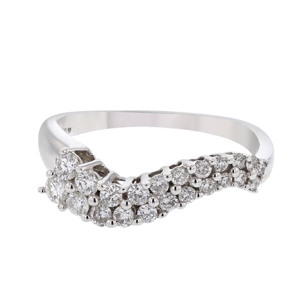 Natural 0.50 CTW Diamond Ring 14K White Gold - REF-54T9X