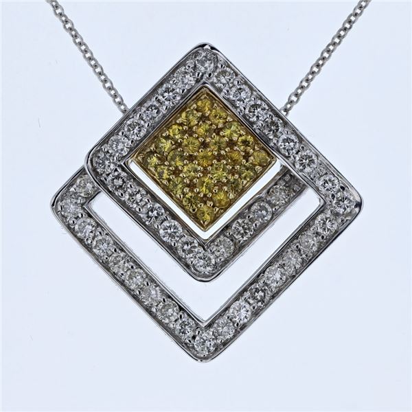 Natural 1.43 CTW Tsavorite & Diamond Necklace 14K Two Tone Yellow Gold - REF-108N2Y