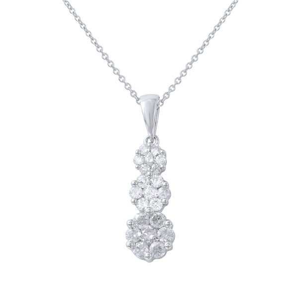 Natural 0.50 CTW Diamond Necklace 14K White Gold - REF-63W2H