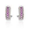 Image 1 : Natural 1.66 CTW Pink Sapphire & Diamond Earrings 14K White Gold - REF-80W3H