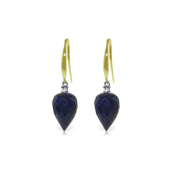 Genuine 25.9 ctw Sapphire & Diamond Earrings 14KT Yellow Gold - REF-42Z9N