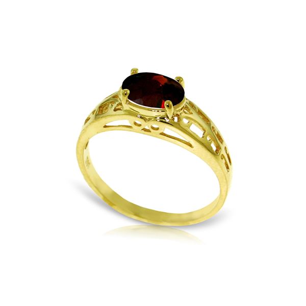 Genuine 1.15 ctw Garnet Ring 14KT Yellow Gold - REF-32N3R