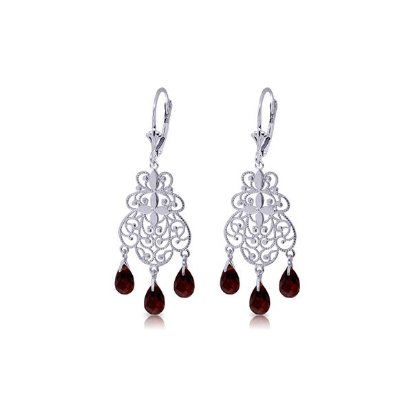 Genuine 3.75 ctw Garnet Earrings 14KT White Gold - REF-58K3V