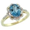 Image 1 : 1.86 CTW London Blue Topaz & Diamond Ring 10K Yellow Gold - REF-37R3H